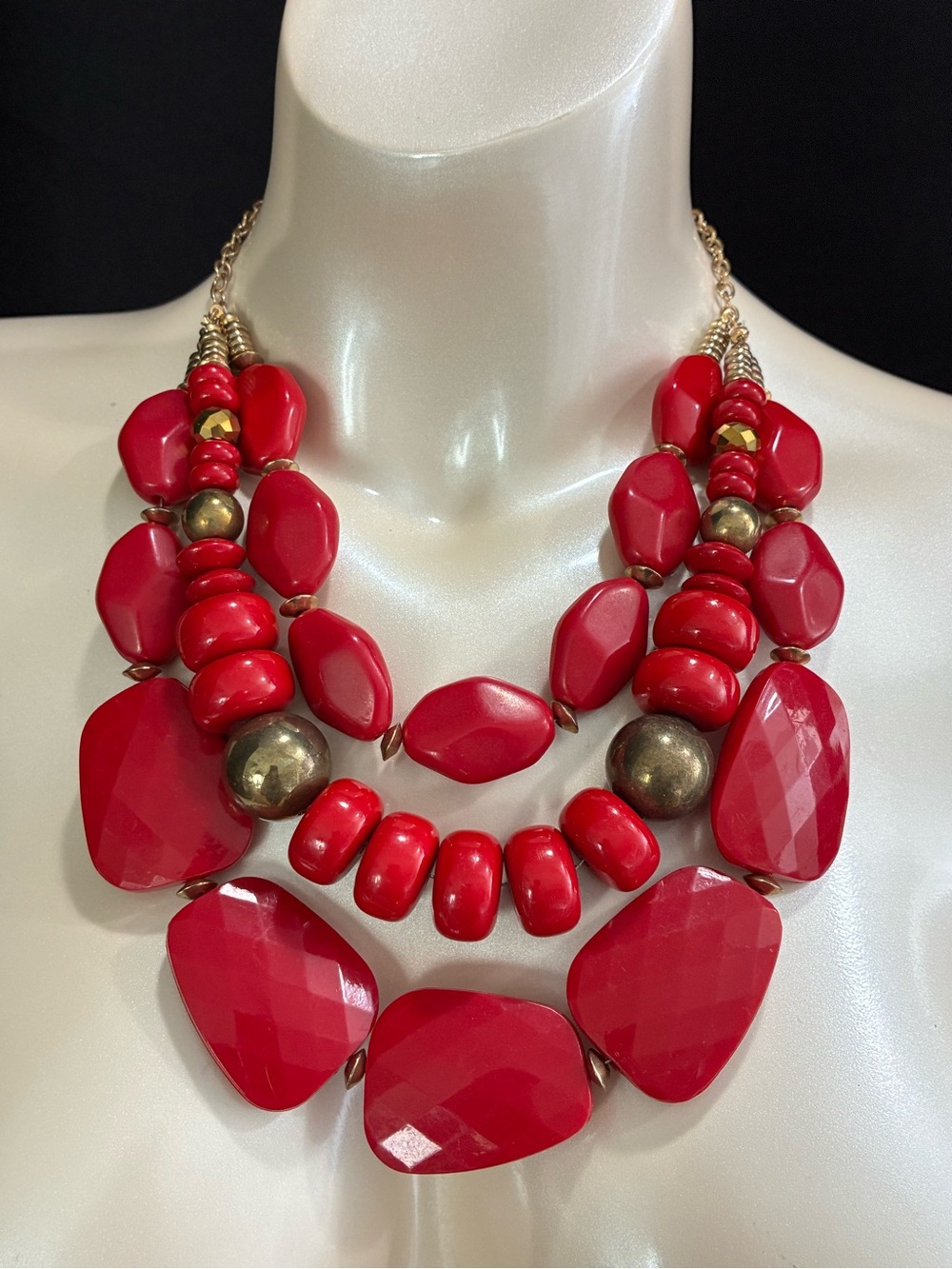 Bold Oversized Blood Red Statement Necklace - Women Jewelry